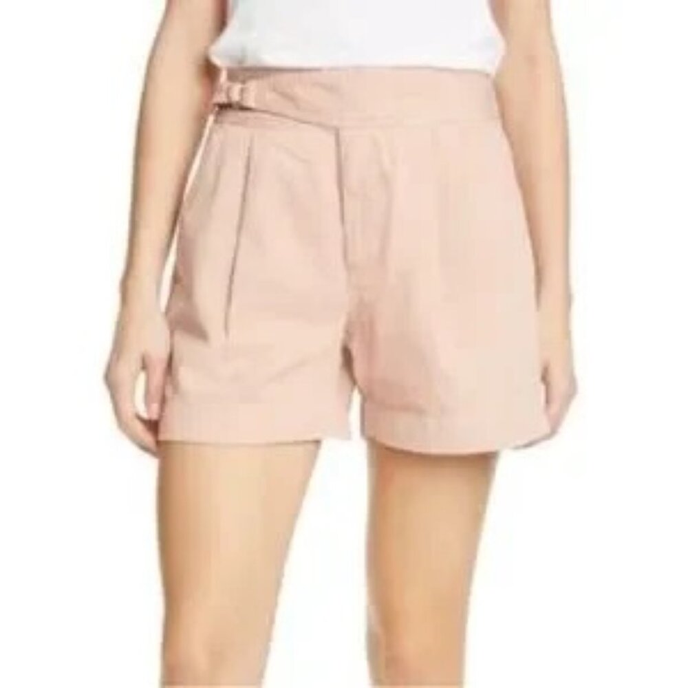 VTG Polo Ralph Lauren Nude Pink 100% Cotton Buckled Chino Pleated Shorts Size 12